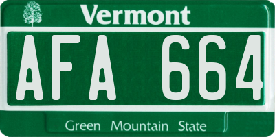 VT license plate AFA664