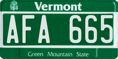 VT license plate AFA665