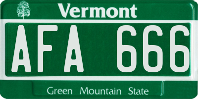 VT license plate AFA666
