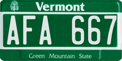 VT license plate AFA667