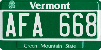 VT license plate AFA668