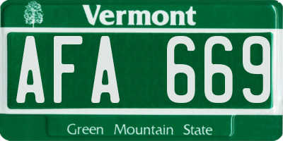 VT license plate AFA669