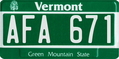 VT license plate AFA671