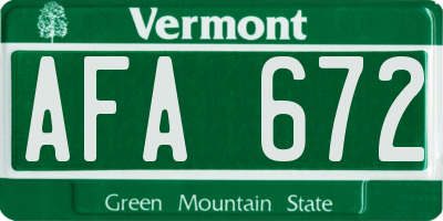 VT license plate AFA672
