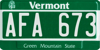 VT license plate AFA673