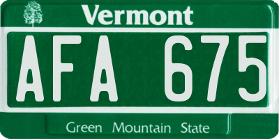 VT license plate AFA675