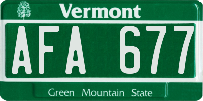 VT license plate AFA677