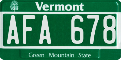 VT license plate AFA678