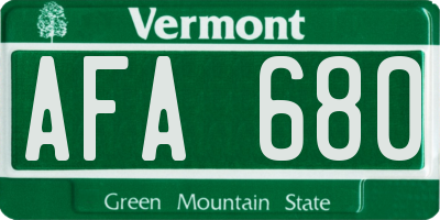VT license plate AFA680