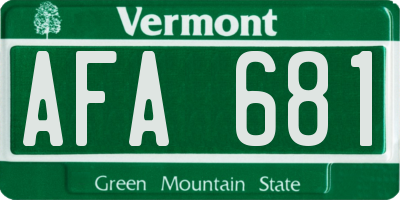VT license plate AFA681