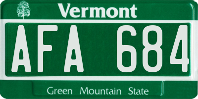 VT license plate AFA684