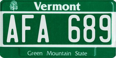 VT license plate AFA689