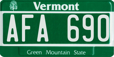 VT license plate AFA690