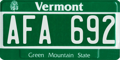 VT license plate AFA692