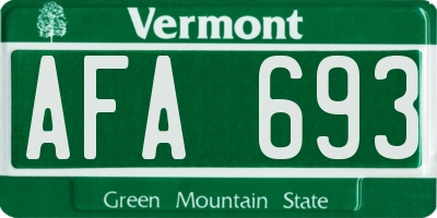 VT license plate AFA693