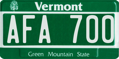 VT license plate AFA700
