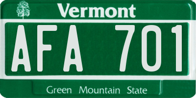VT license plate AFA701