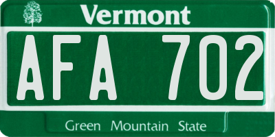 VT license plate AFA702