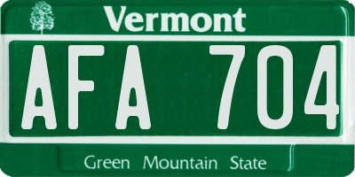 VT license plate AFA704