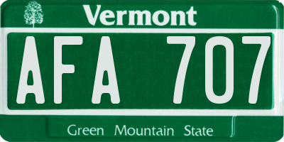 VT license plate AFA707