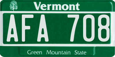 VT license plate AFA708