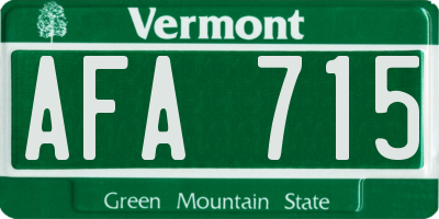 VT license plate AFA715