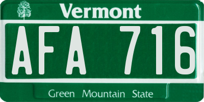 VT license plate AFA716