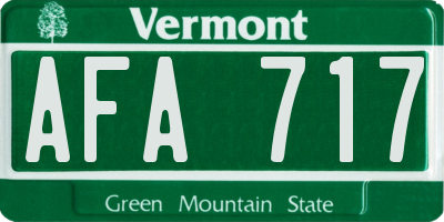 VT license plate AFA717