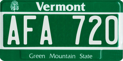 VT license plate AFA720