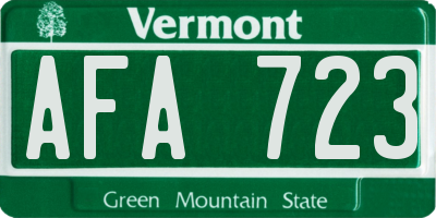 VT license plate AFA723
