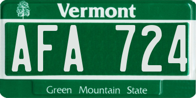 VT license plate AFA724