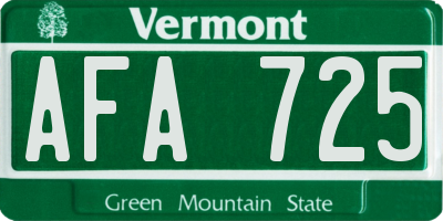 VT license plate AFA725