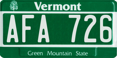 VT license plate AFA726