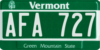 VT license plate AFA727