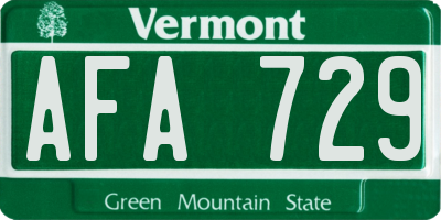 VT license plate AFA729