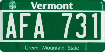 VT license plate AFA731