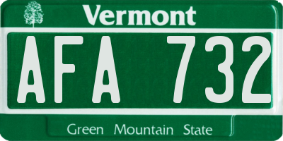 VT license plate AFA732