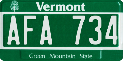 VT license plate AFA734