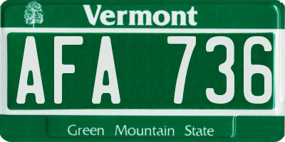 VT license plate AFA736