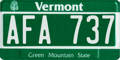 VT license plate AFA737