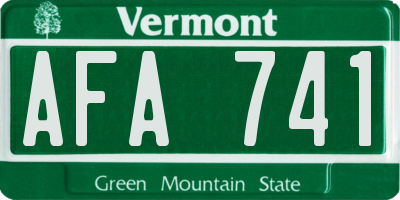 VT license plate AFA741