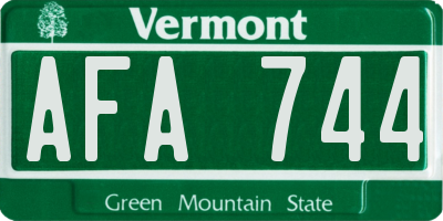 VT license plate AFA744