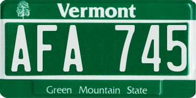VT license plate AFA745