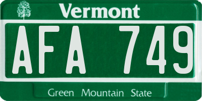 VT license plate AFA749