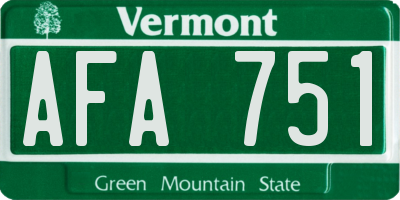 VT license plate AFA751