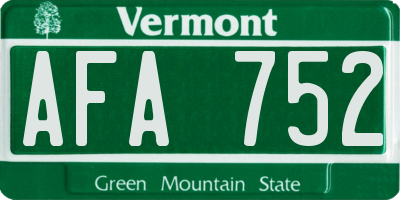 VT license plate AFA752