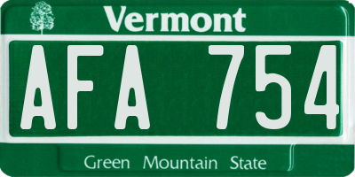 VT license plate AFA754