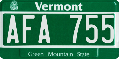 VT license plate AFA755