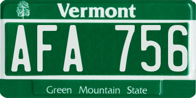 VT license plate AFA756