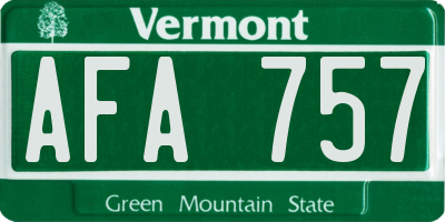 VT license plate AFA757